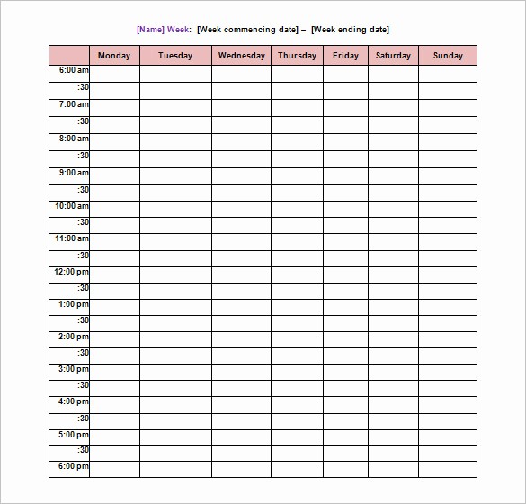Weekly Time Schedule Template Excel Unique School Schedule Template 13 Free Word Excel Pdf