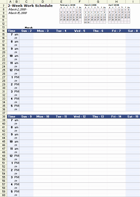 Weekly Work Schedule Template Excel Elegant Work Schedule Template for Excel