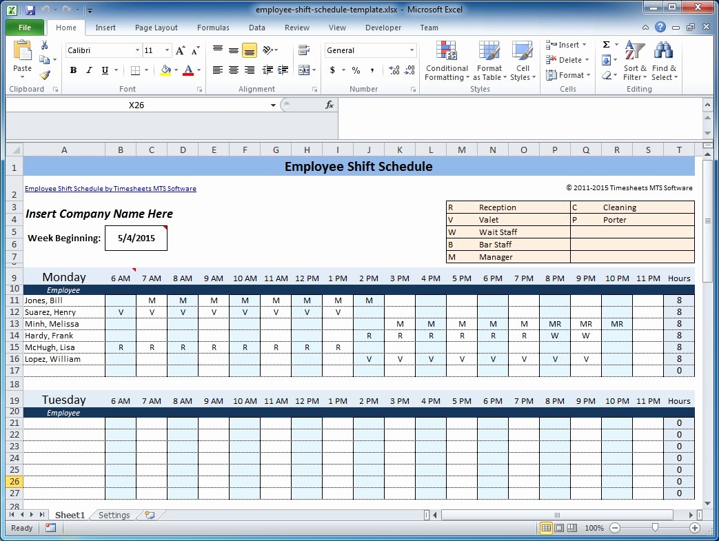 Weekly Work Schedule Template Excel Inspirational Weekly Employee Shift Schedule Template Excel