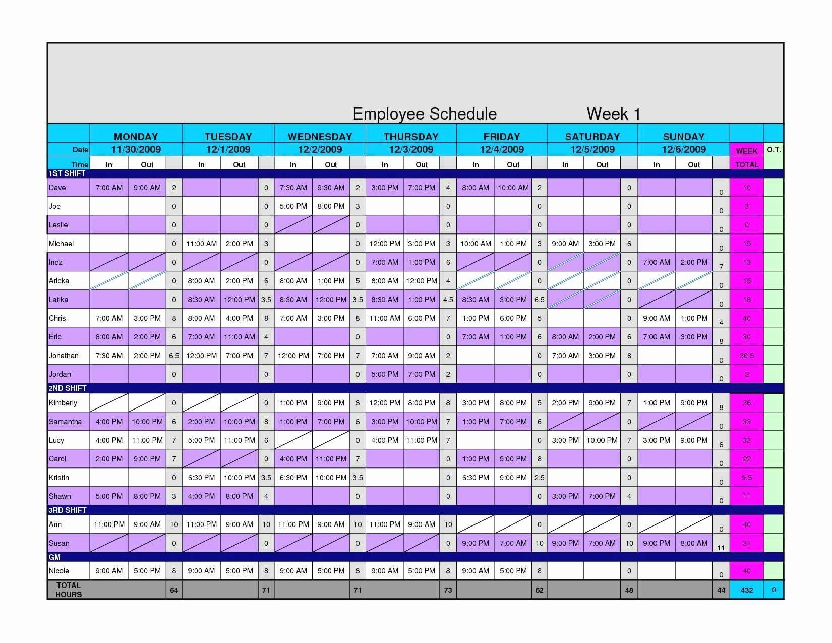 Weekly Work Schedule Template Excel Unique Excel Work Schedule Template Image Collections