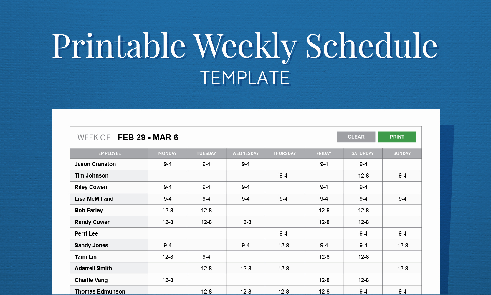 Weekly Work Schedule Template Word Lovely Free Printable Weekly Work Schedule Template for Employee