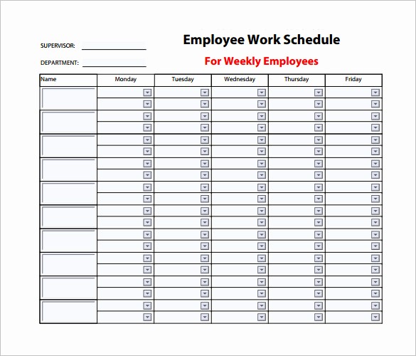 Weekly Work Schedule Template Word Unique Employee Work Schedule Template – 10 Free Word Excel