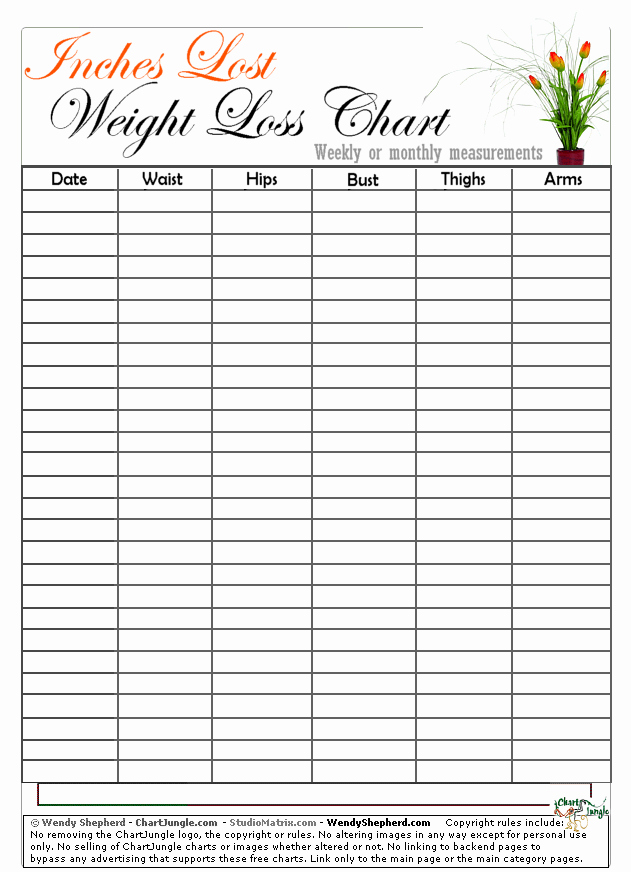 Weight Loss Chart Printable Blank Awesome Name