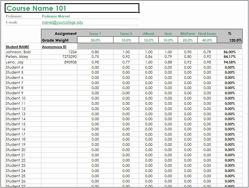 Weighted Grade Calculator Excel Template Beautiful Student Grade Calculator Grades Weighted assignments for