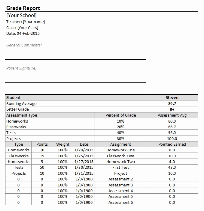 Weighted Grade Calculator Excel Template Elegant Best Free Excel Gradebook Templates for Teachers