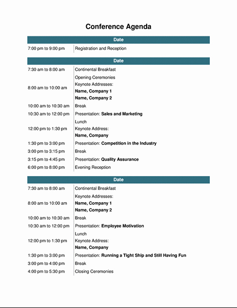 Conference agenda TM