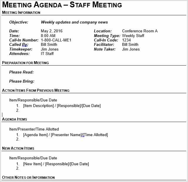 What is A Business Agenda Unique 15 Best Meeting Agenda Templates for Word