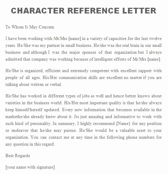 What is A Recommendation Letter Unique 41 Free Awesome Personal Character Reference Letter
