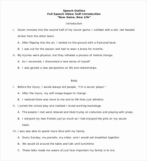 What is A Speaking Outline Lovely 29 Speech Outline Templates Pdf Doc