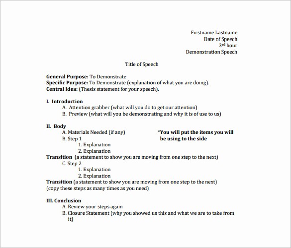 What is A Speaking Outline Lovely Speech Outline Template 8 Free Sample Example format