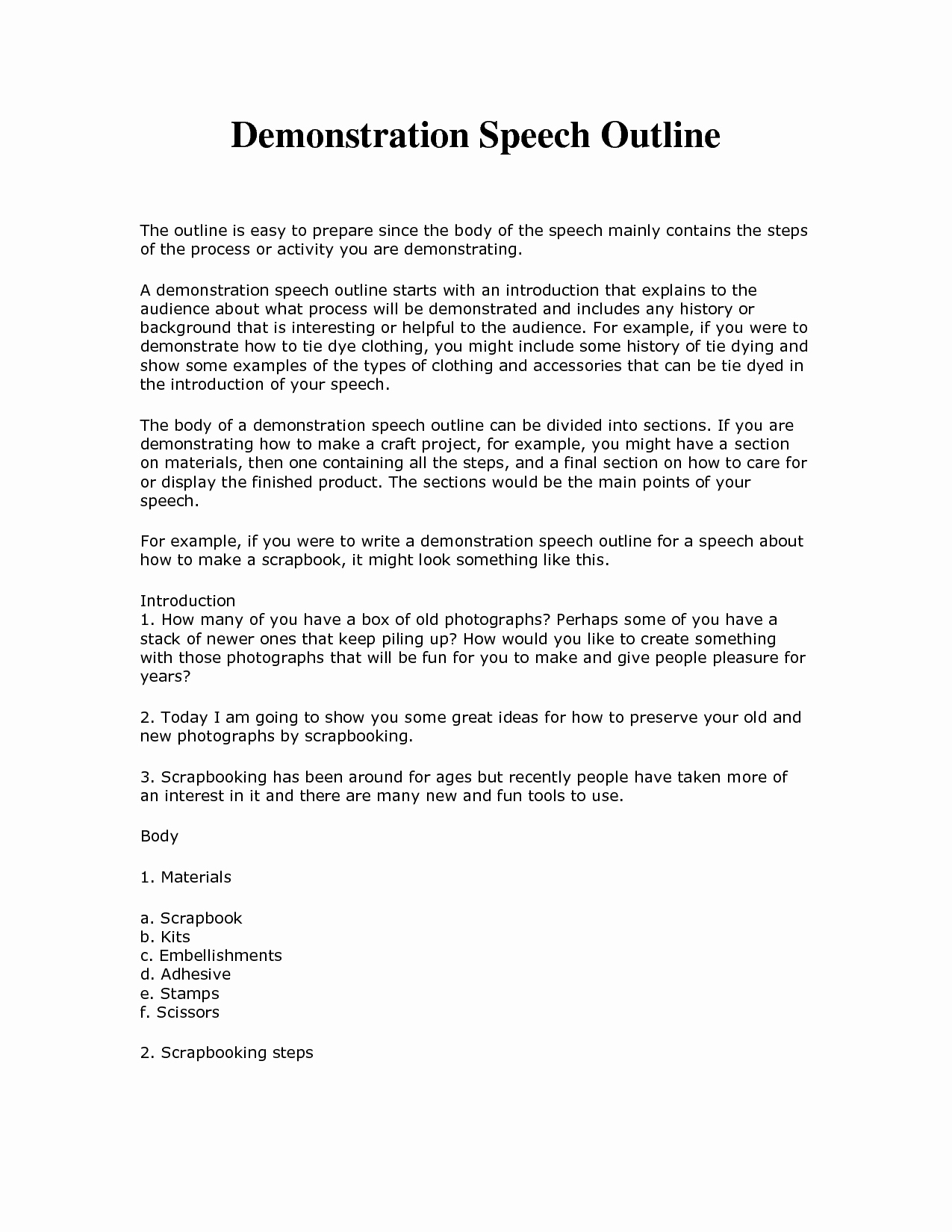 What is A Speaking Outline New Demonstrative Speech Outline Template Google Search