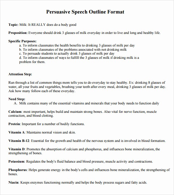 What is A Speech Outline Lovely 8 Persuasive Speech Samples