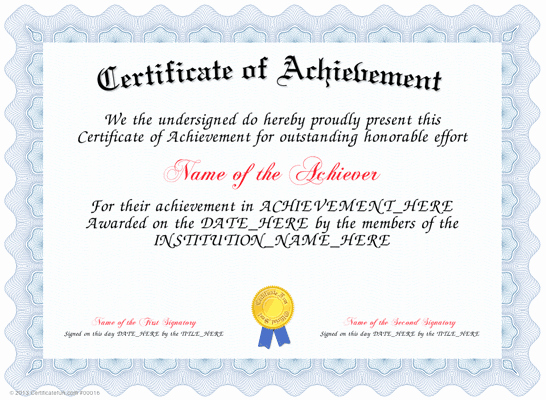 What is Certificate Of Achievement Fresh Certificate Of Achievement