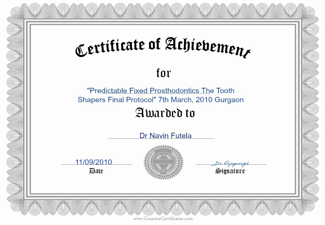What is Certificate Of Achievement Luxury Smile Gallery
