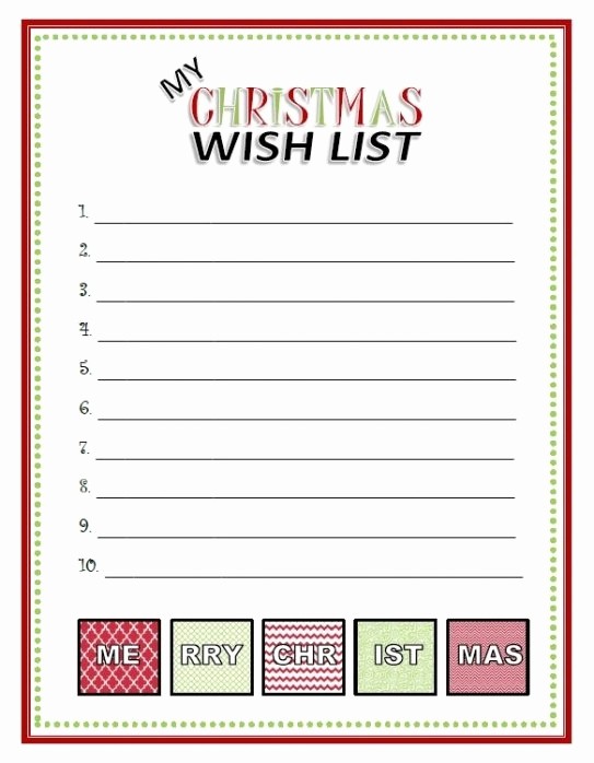 Wish List Template Microsoft Word Elegant Free Printable Christmas Wish List Template