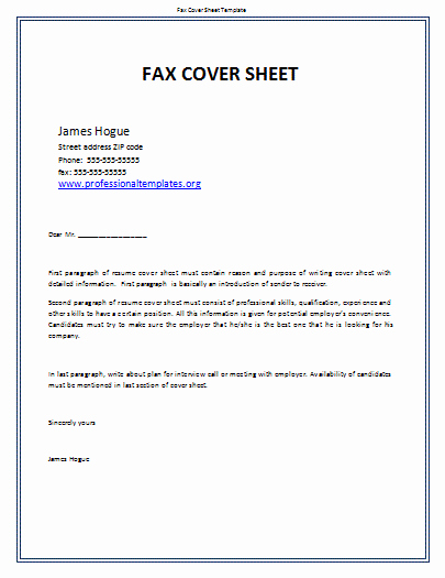 Word Fax Cover Sheet Templates Awesome Fax Cover Sheet Template