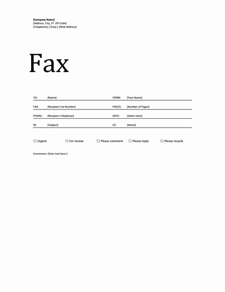 Word Fax Cover Sheet Templates Fresh Fax Cover Sheet
