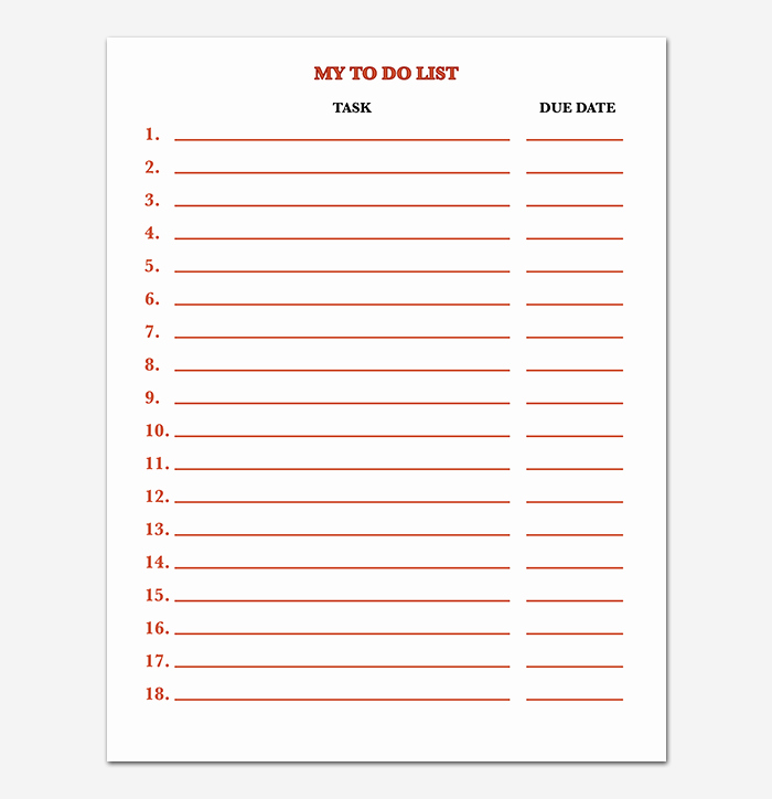 Word for Things to Do Inspirational Things to Do List Template 20 Printable Checklists
