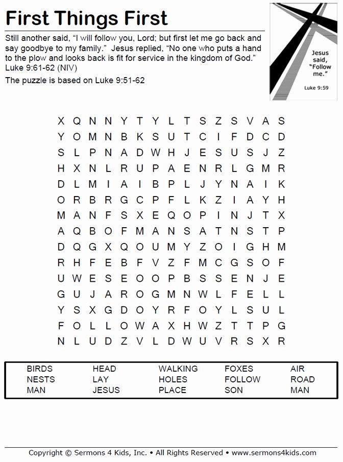 Word for Things to Do Unique First Things First Word Search Puzzle