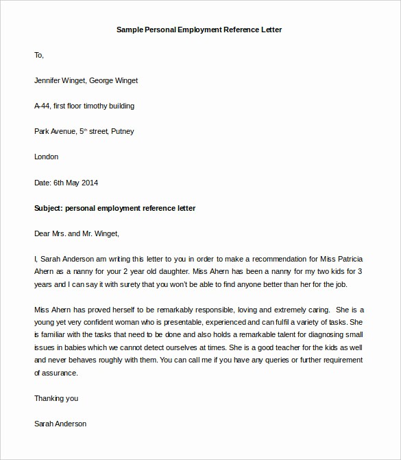 Word Letter Of Recommendation Template Fresh 44 Personal Letter Templates Pdf Doc