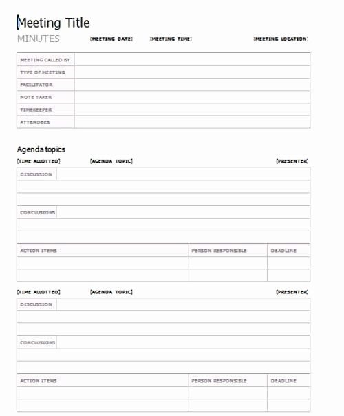 Word Template for Meeting Minutes Awesome Meeting Minutes Template Meeting Minutes form Template