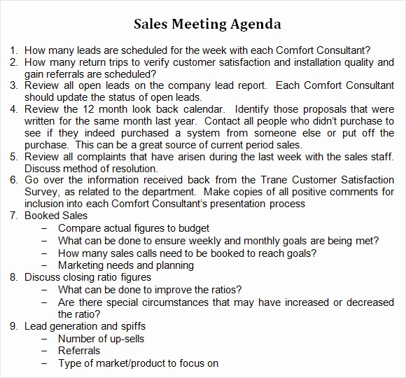 Word Template for Meeting Minutes Fresh 8 Sales Meeting Agenda Templates to Free Download