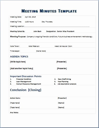 Word Template for Meeting Minutes Luxury Minutes Template Doc