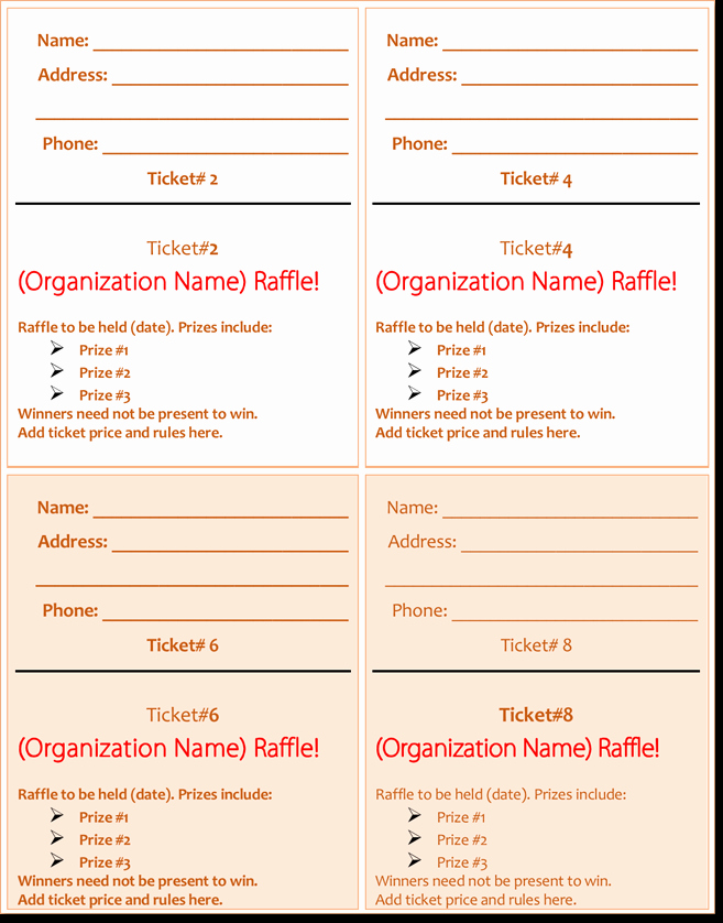 Word Template for Raffle Tickets Inspirational 20 Free Raffle Ticket Templates with Automate Ticket