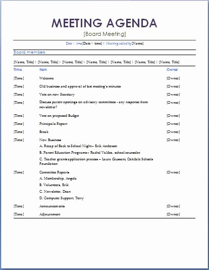 Word Templates for Meeting Minutes Beautiful 10 formally Used Agenda Templates
