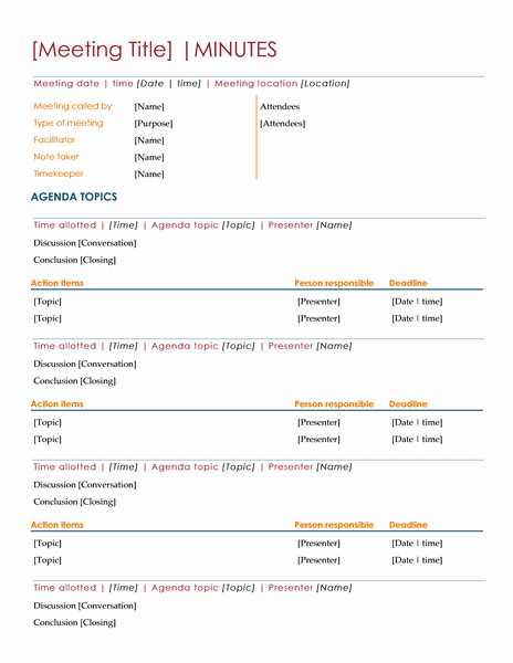 Word Templates for Meeting Minutes Best Of Meeting Minutes Templates General Info
