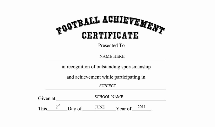 Wording for Certificate Of Achievement Luxury Football Achievement Certificate Free Templates Clip Art