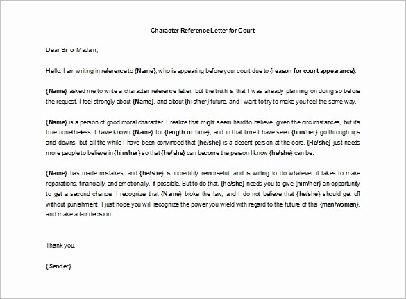 Words for Letters Of Recommendation Best Of Character Letter Of Re Mendation – 7 Free Word Excel