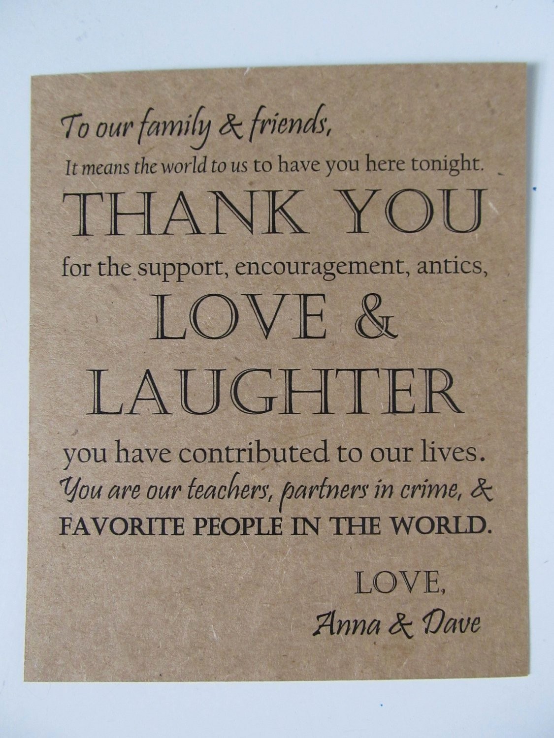 Words for Thank You Cards New Wedding Thank You Card Guests Dinner Plates or Wedding by