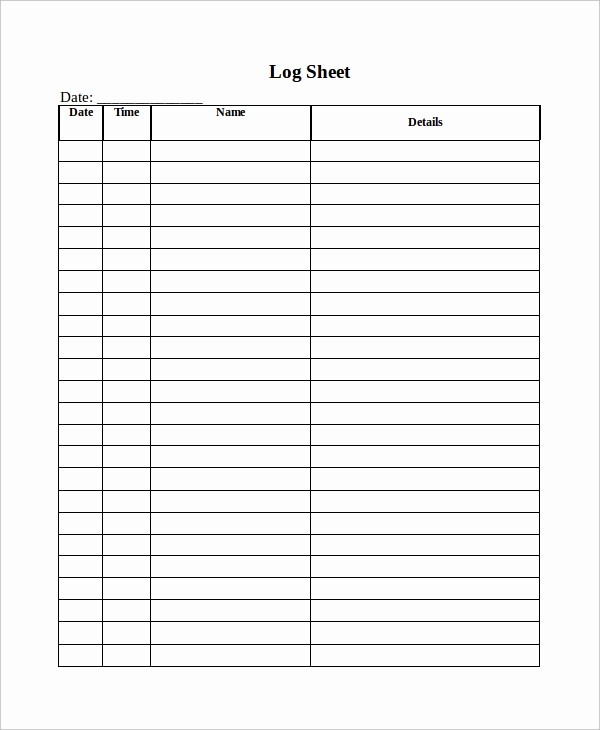 Work Log Sheet Template Excel Beautiful Log Sheet Template 18 Free Word Excel Pdf Documents