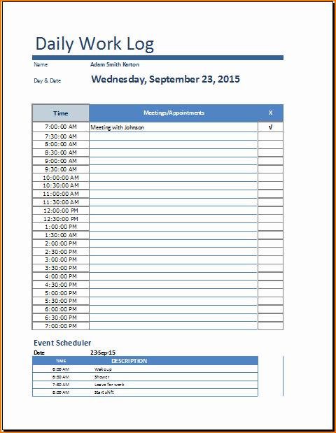 Work Log Sheet Template Excel Elegant 5 Daily Work Log Template