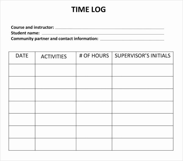 Work Log Sheet Template Excel Lovely 6 Sample Printable Work Log Templates
