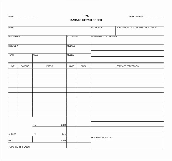 Work order Templates for Word Luxury 23 Work order Templates Pdf Doc