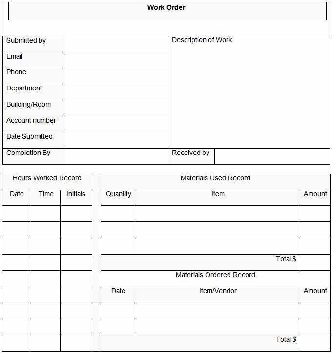 Work order Templates for Word Luxury Work order Template – 20 Free Word Excel Pdf Document
