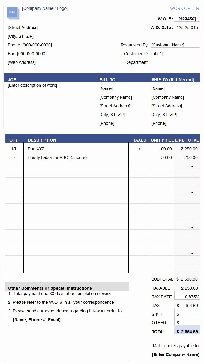 Work order Templates for Word New Work order Template – 20 Free Word Excel Pdf Document
