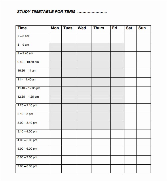 Work Time Study Template Excel Fresh 9 Sample Timetables