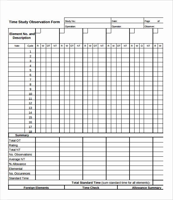 Work Time Study Template Excel Luxury 6 Time Study Templates to Download for Free