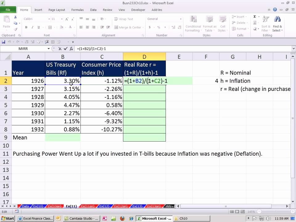 Working Capital Requirement Calculation Excel Lovely Excel Finance Class 100 Real Rate and Inflation or