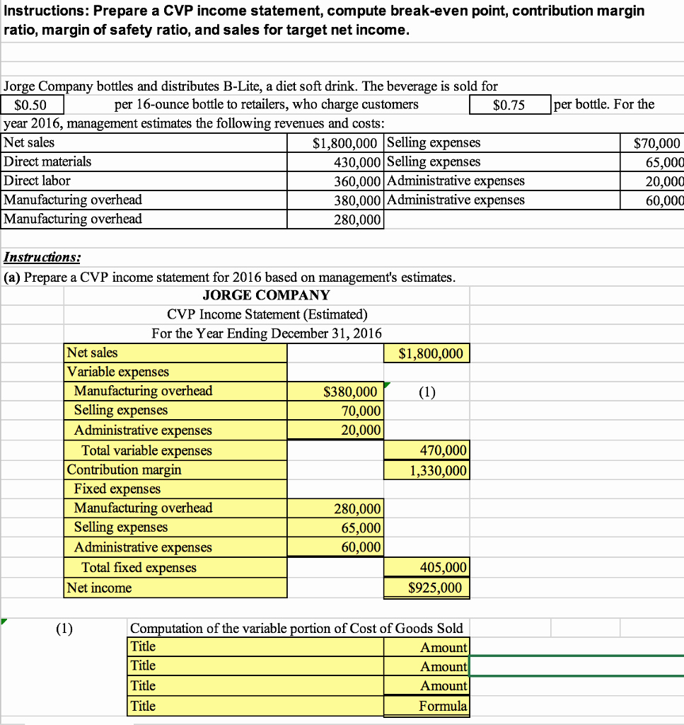 Working Capital Requirement Calculation Excel Unique solved Contribution Margin Nstructions Prepare A Cvp Inc
