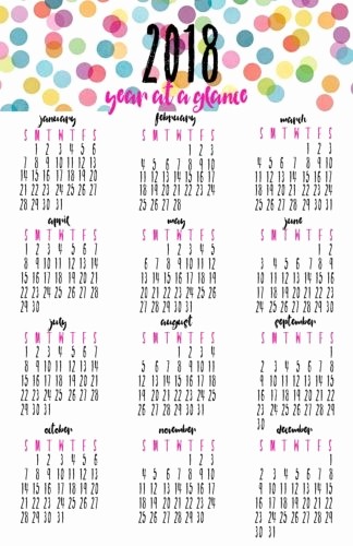 Year at A Glance Printable Best Of 2018 Year at A Glance Printable Free Calendar Template