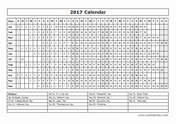 Year at A Glance Printable Lovely 2017 Calendar Template Year at A Glance Free Printable