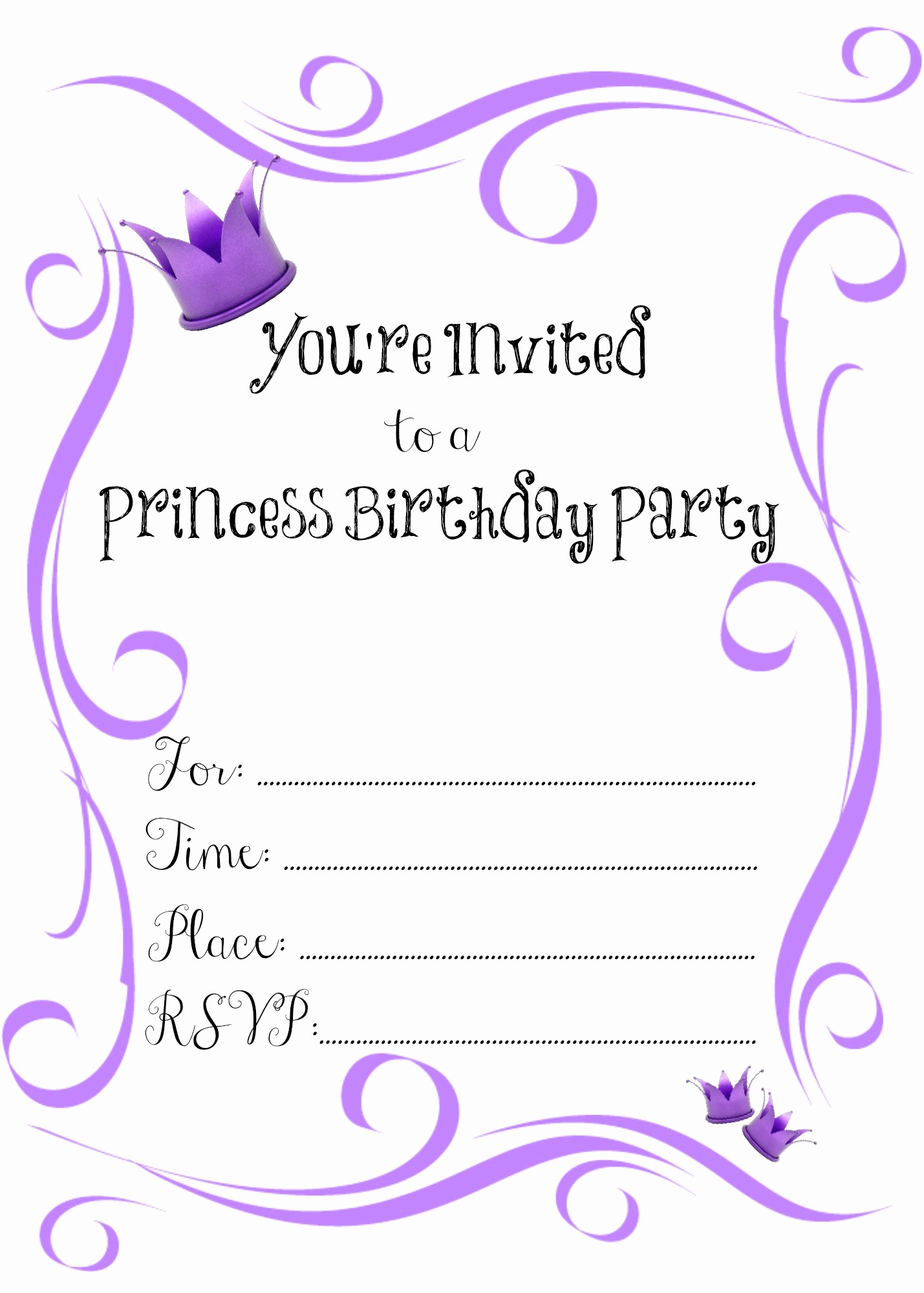 You Re Invited Template Word Awesome 7 Best Of Free Printable Princess Birthday