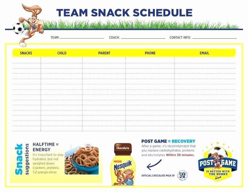 Youth Sports Snack Schedule Template Best Of Football Stat Sheet Template Excel Schedule Full Size