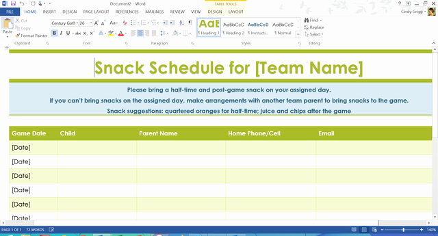 Youth Sports Snack Schedule Template Best Of Ms Fice Templates and Printables Can Help organize Your
