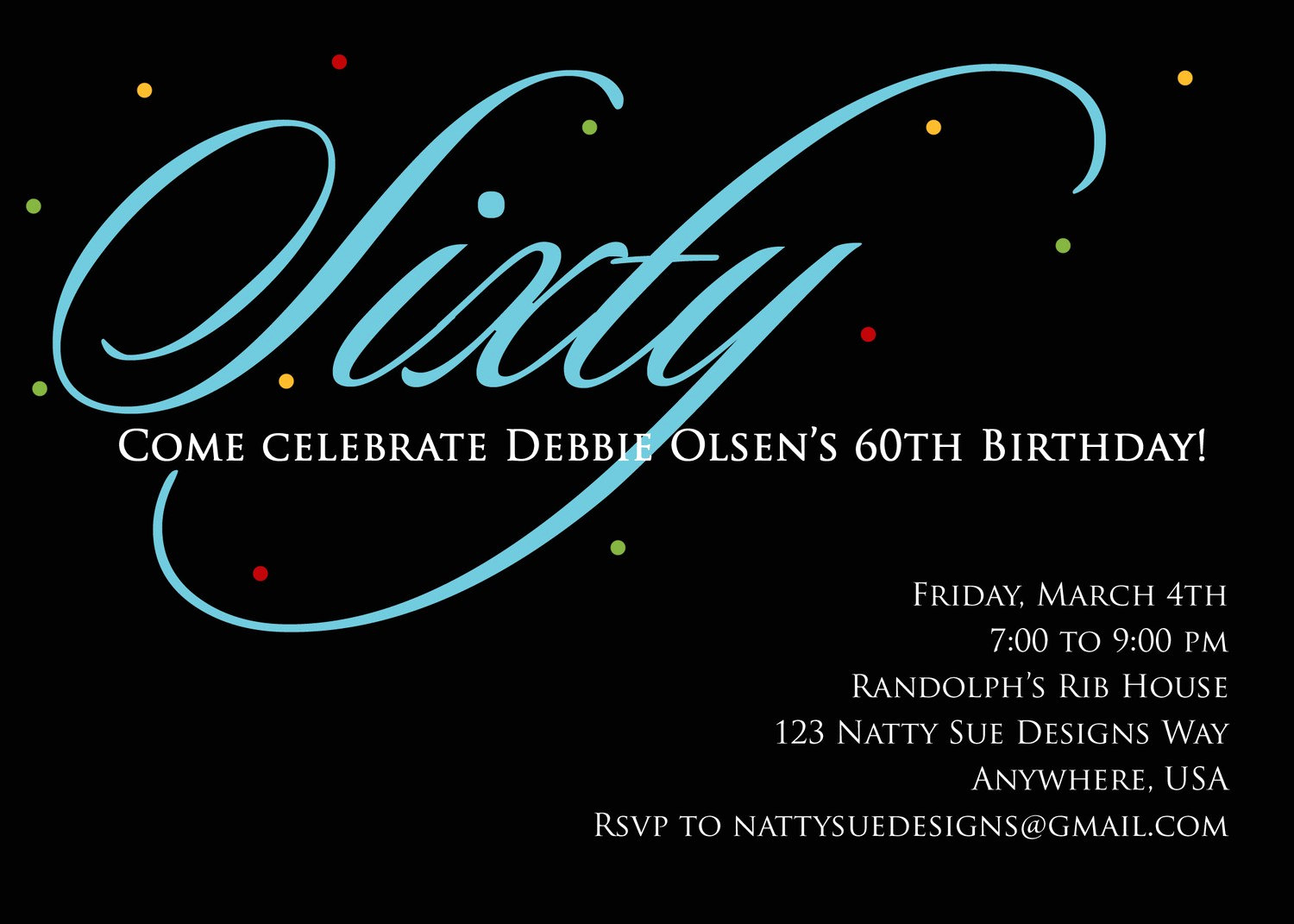 60th Birthday Invitations Template Elegant Custom 60th Birthday Invitation by Nattysuedesigns1 On Etsy