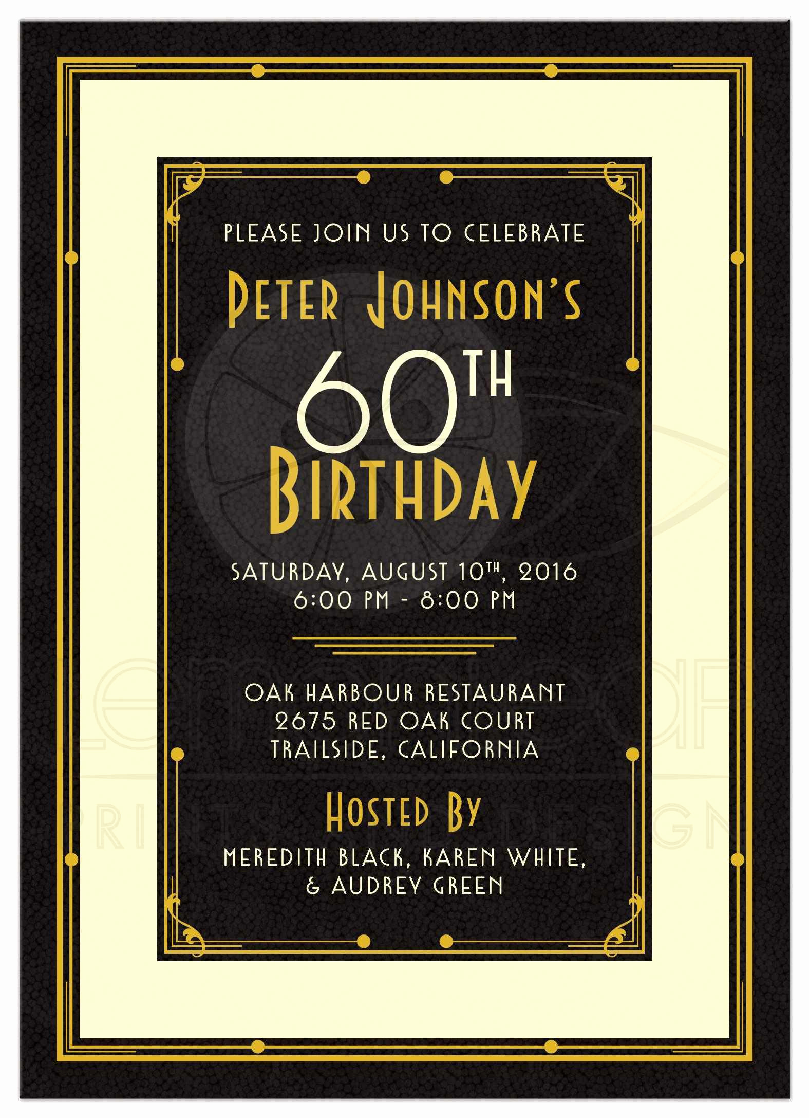 60th Birthday Invitations Template Inspirational 60th Birthday Party Invitations